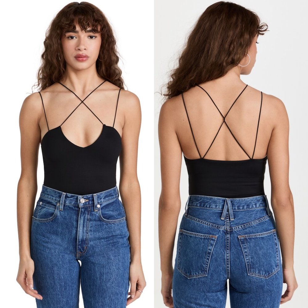 Alix NYC Black MEDINA Thong Bodysuit